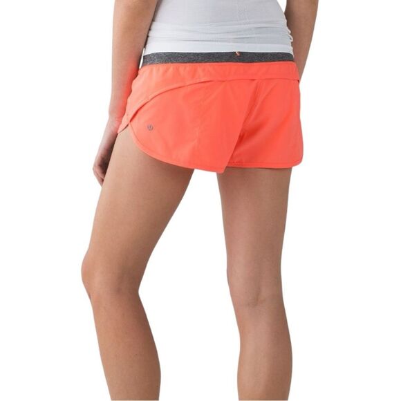 Lululemon Run: Speed Short *Block-It Pocket Grapefruit/Heathered Black | Size 6 - Picture 2 of 14